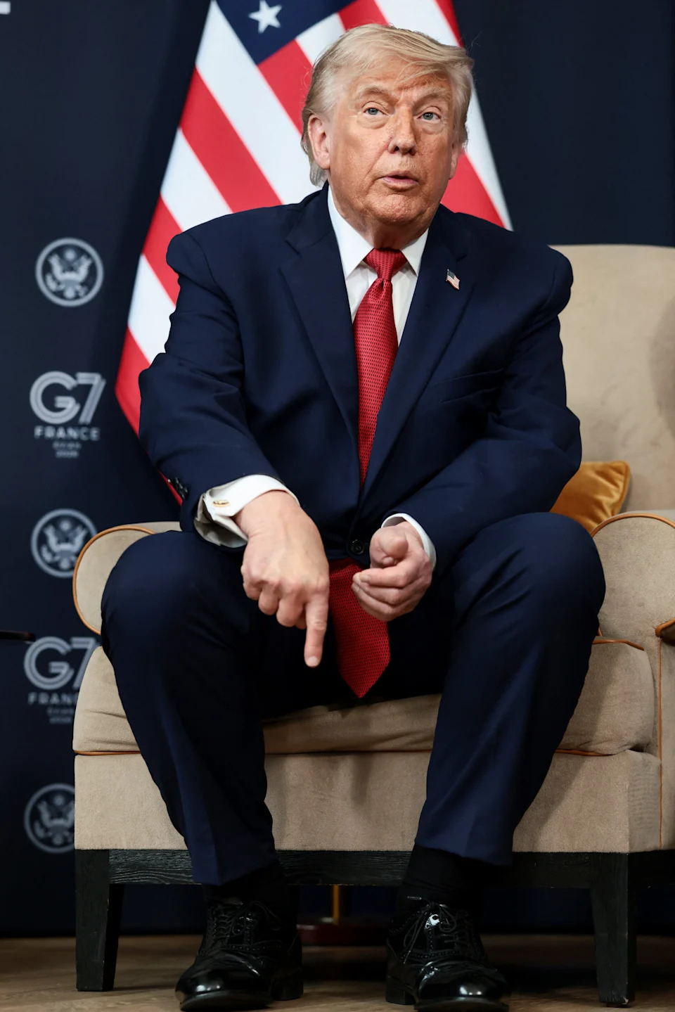 President Donald Trump on the sidelines of the G7 Summit in Evian-les-Bains, France, on June 17, 2026.