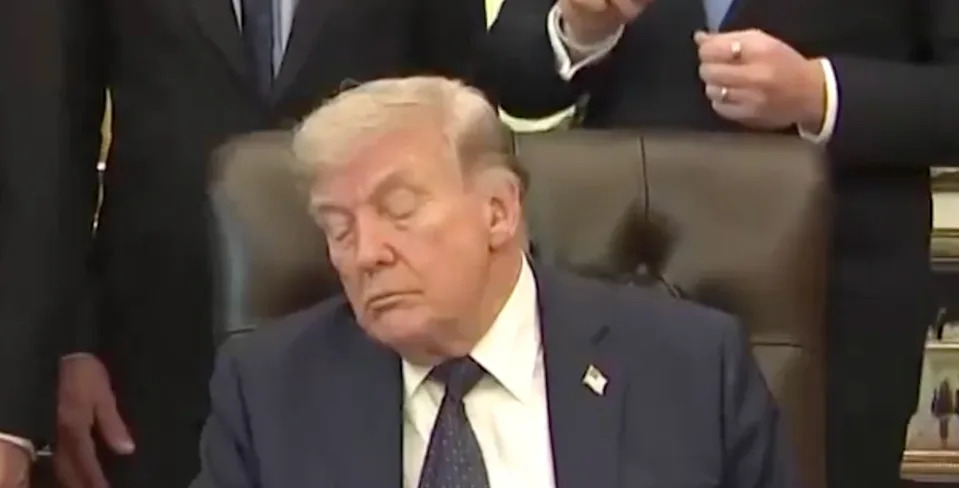 President Trump appears to doze off an increasing amount. / screen grab