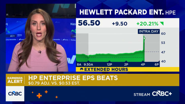 Hewlett Packard Enterprise's stock jumps more than 20% on blockbuster quarter