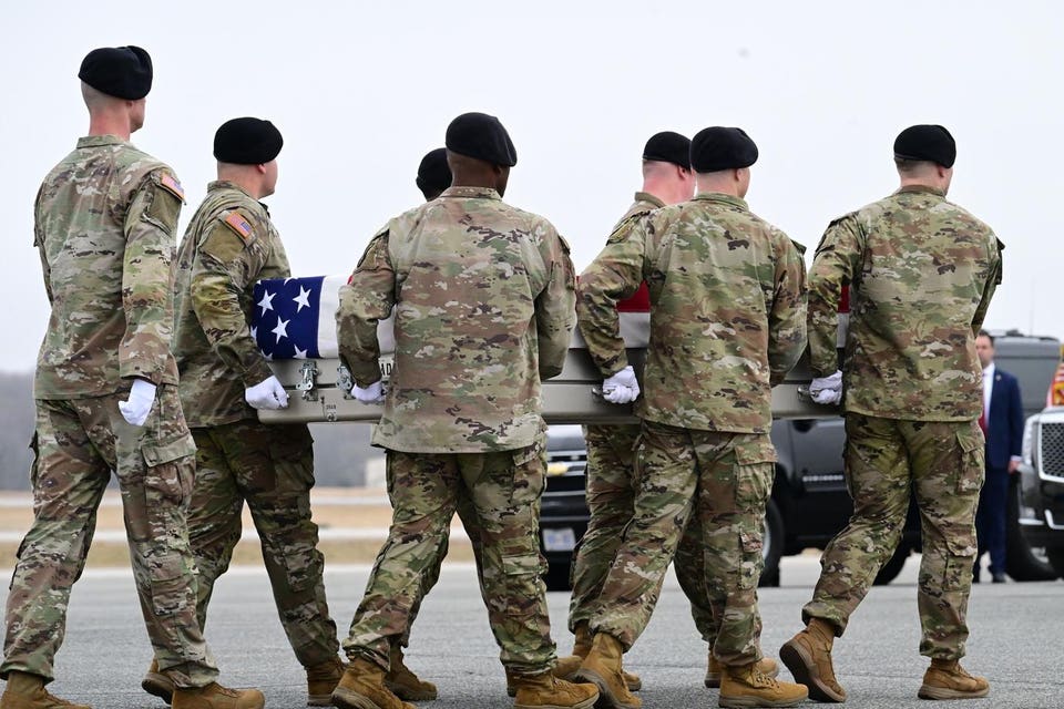Plane carrying U.S. soldiers killed in the Iranian retaliatory strikes arrives at Dover