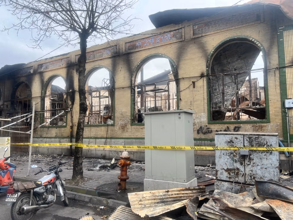 The aftermath of the fire in Rasht bazaar
