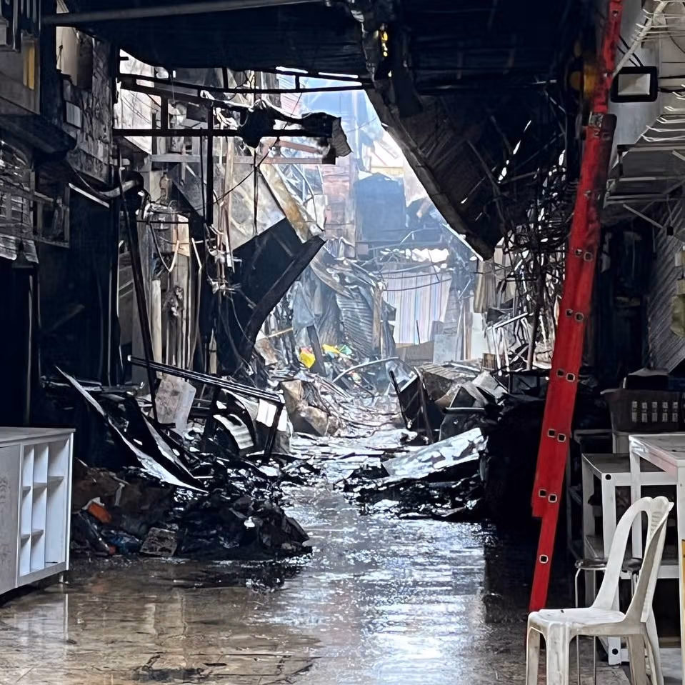 The aftermath of the fire in Rasht bazaar