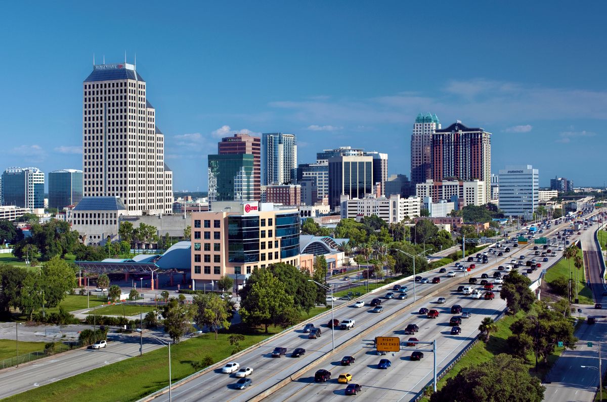 The skyline of downtown Orlando, where tremors were felt following the quake