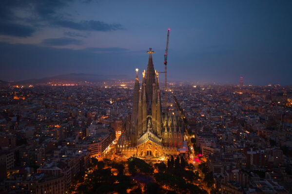 A view of the Basilica of the Sagrada Familia in Barcelona, Spain, Saturday, May 30, 2026, ahead of Pope Leo XIV's visit to Barcelona in June. (AP Photo/Emilio Morenatti)