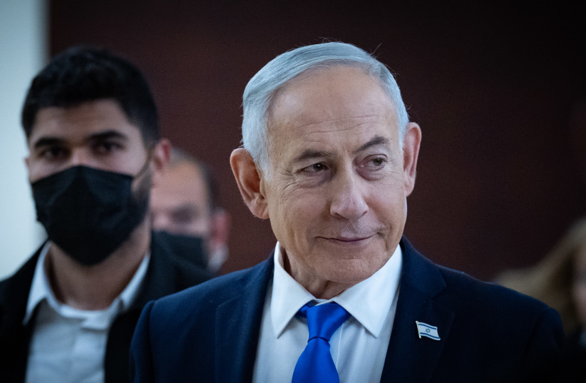 Prime Minister Benjamin Netanyahu walks outside his office at the Knesset, the Israeli parliament in Jerusalem, June 3, 2026.