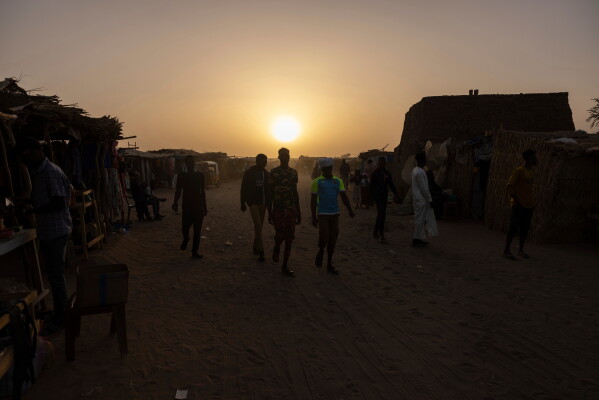 Night falls on the Adre, Chad, transit camp on May 6, 2025. (AP Photo/Caitlin Kelly, File)