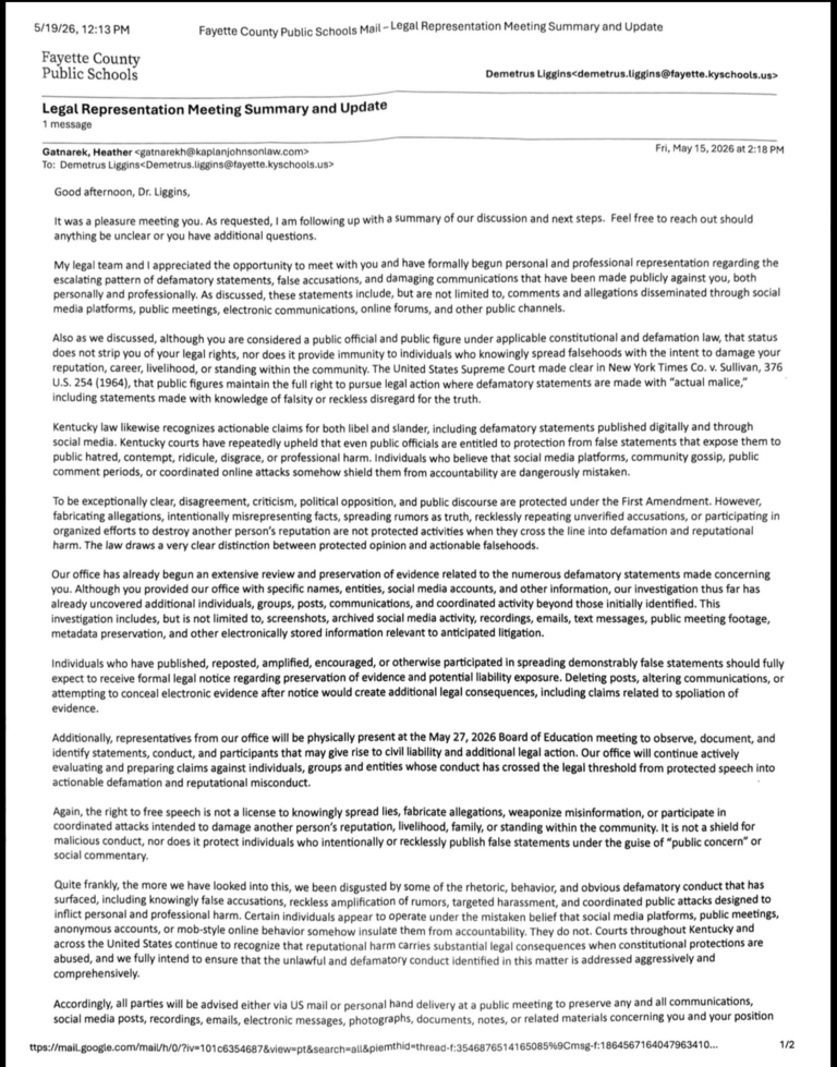 Document obtained by the Lexington Herald Leader