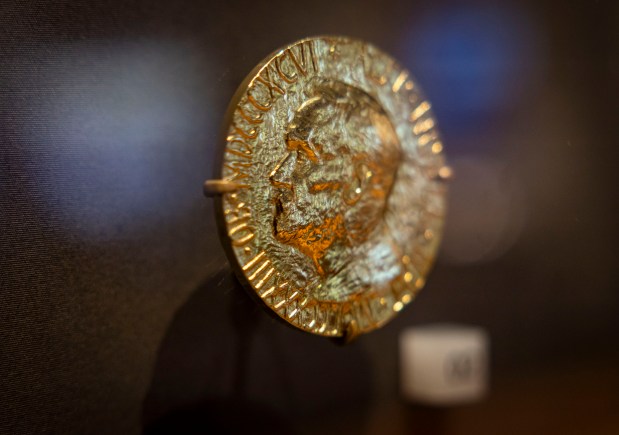 President Barack Obama's Nobel Peace Prize is displayed at the Obama Presidential Center, June 8, 2026, in Chicago. (Brian Cassella/Chicago Tribune)