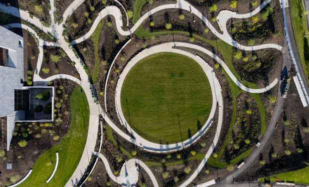 The Women's Garden at the north end of the Obama Presidential Center prepares for opening Wednesday, June 3, 2026, in Chicago's Jackson Park. (Brian Cassella/Chicago Tribune)