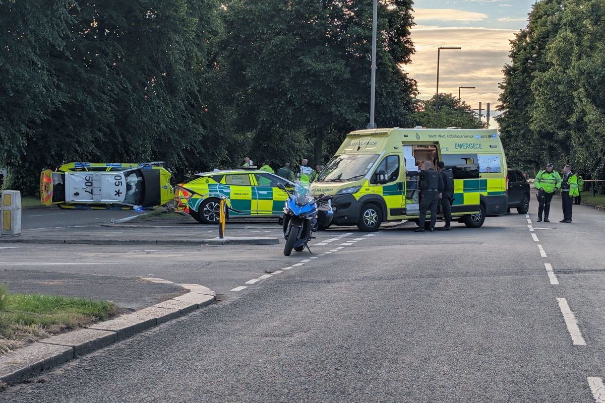 Emergency services on Mather Avenue following the crash