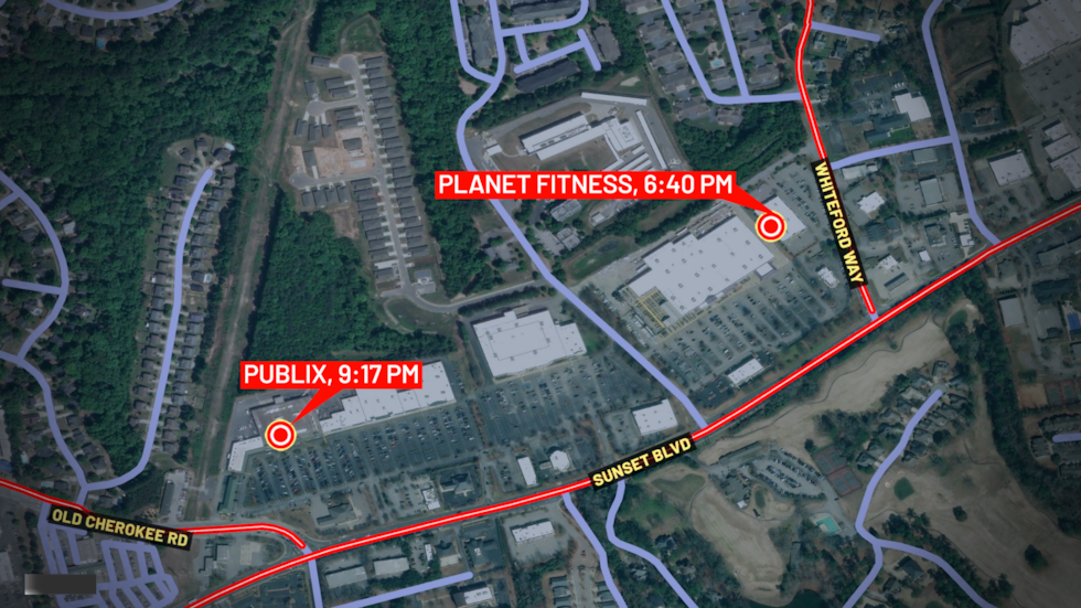 Map showing walk between Planet Fitness and Publix