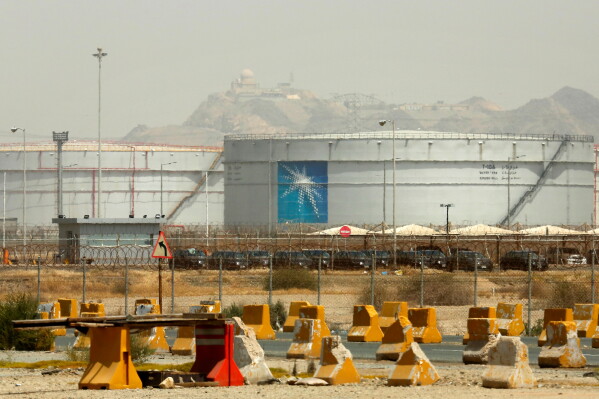 Storage tanks are seen at the North Jiddah bulk plant, an oil facility in Jiddah, Saudi Arabia, March 21, 2021. (AP Photo/Amr Nabil, File)