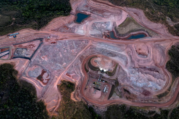 A mine operated by Serra Verde Mining in Minacu, Goias state, Brazil, Monday, July 28, 2025, produces rare earth elements, including neodymium, praseodymium, terbium and dysprosium which are essential for the production of permanent magnets. (AP Photo/Eraldo Peres, File)
