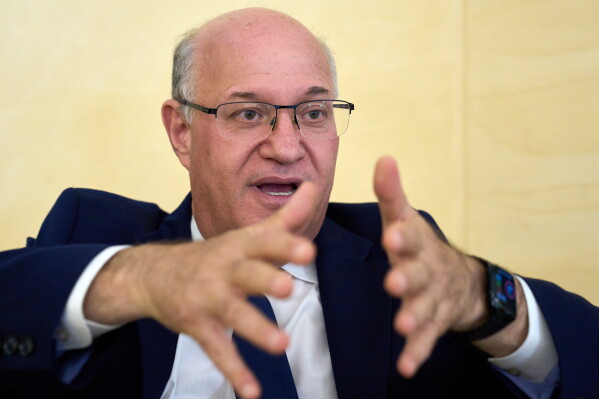 The President of the Inter-American Development Bank Ilan Goldfajn speaks to the Associated Press during an interview in Rome, Thursday, June 18, 2026. (AP Photo/Domenico Stinellis)