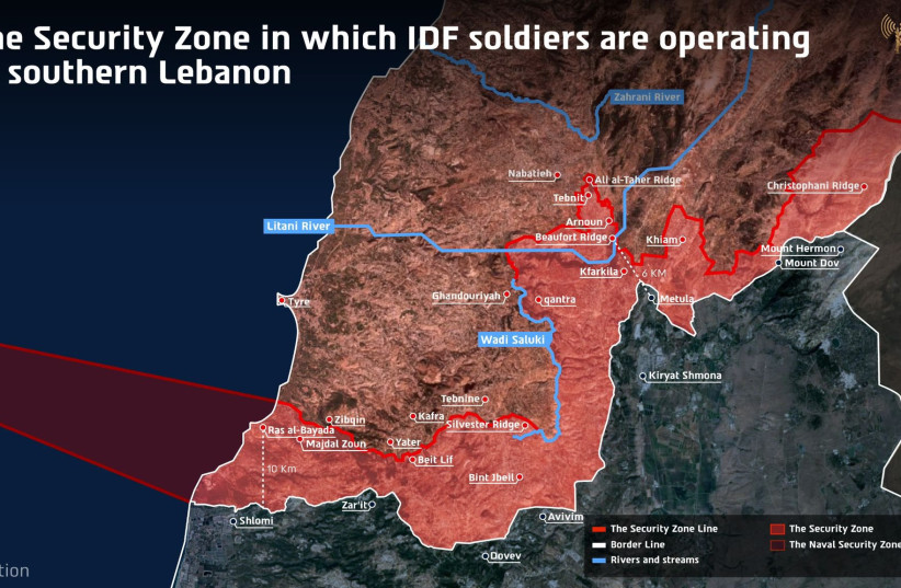The IDF's buffer zone in Lebanon, as released on June 18, 2026.