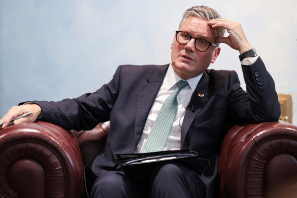 British Prime Minister Keir Starmer speaks to members of the media in Rome, Sept. 16, 2024. (Phil Noble/Pool Photo via AP, File)