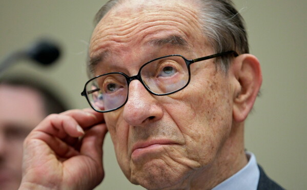 Former Federal Reserve Chairman Alan Greenspan testifies on Capitol Hill in Washington, Wednesday, April 7, 2010, before the Financial Crisis Inquiry Commission (FCIC) hearing examining the causes of the collapse of major financial institutions caused by subprime lending. (AP Photo/J. Scott Applewhite, file)