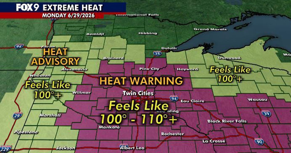 Minnesota weather: Extreme heat warning with heat index of 100-110 degrees Monday