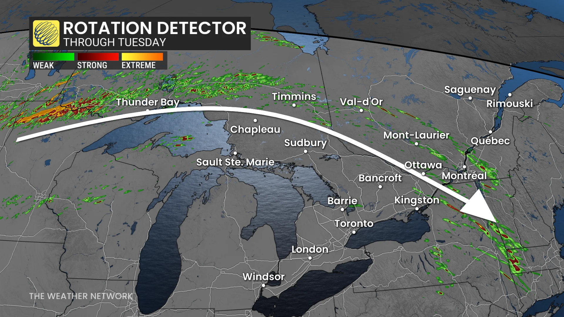 Ontario-Quebec rotation detector Tuesday