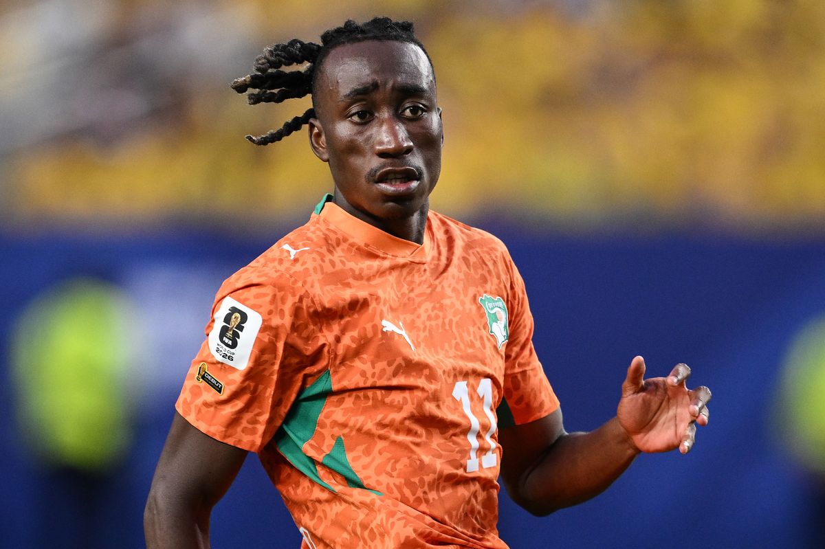 Yan Diomande playing for Cote d'Ivoire at the 2026 World Cup
