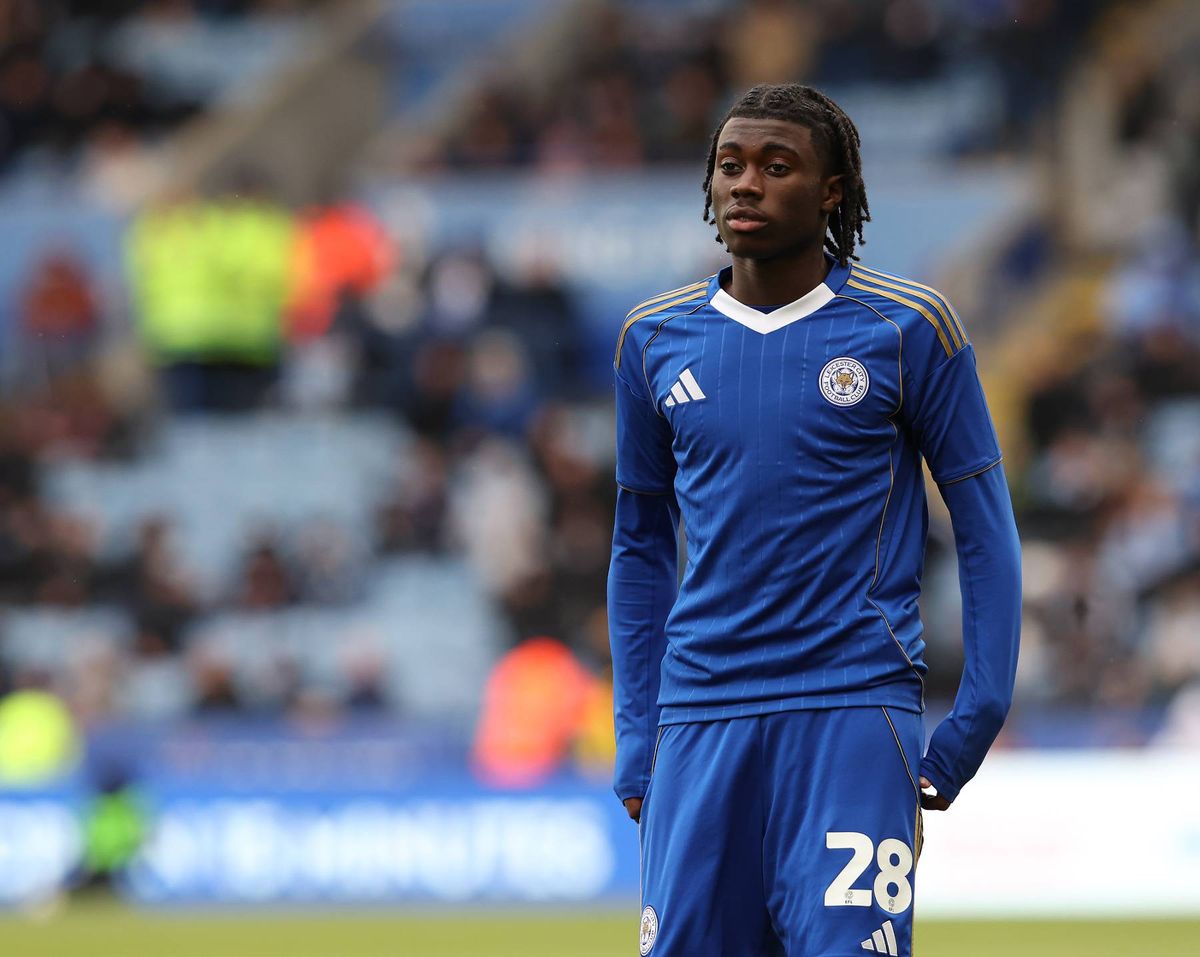 Leicester City's Jeremy Monga during the Sky Bet Championship match between Leicester City and Swansea City at The King Power Stadium on April 11, 2026 in Leicester, United Kingdom.
