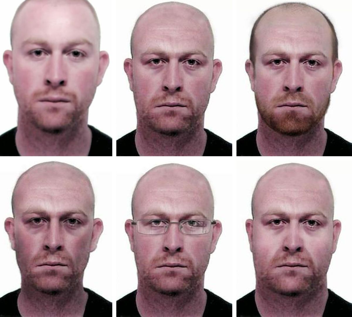 Images issued by Merseyside Police of Kevin Parle with age progression