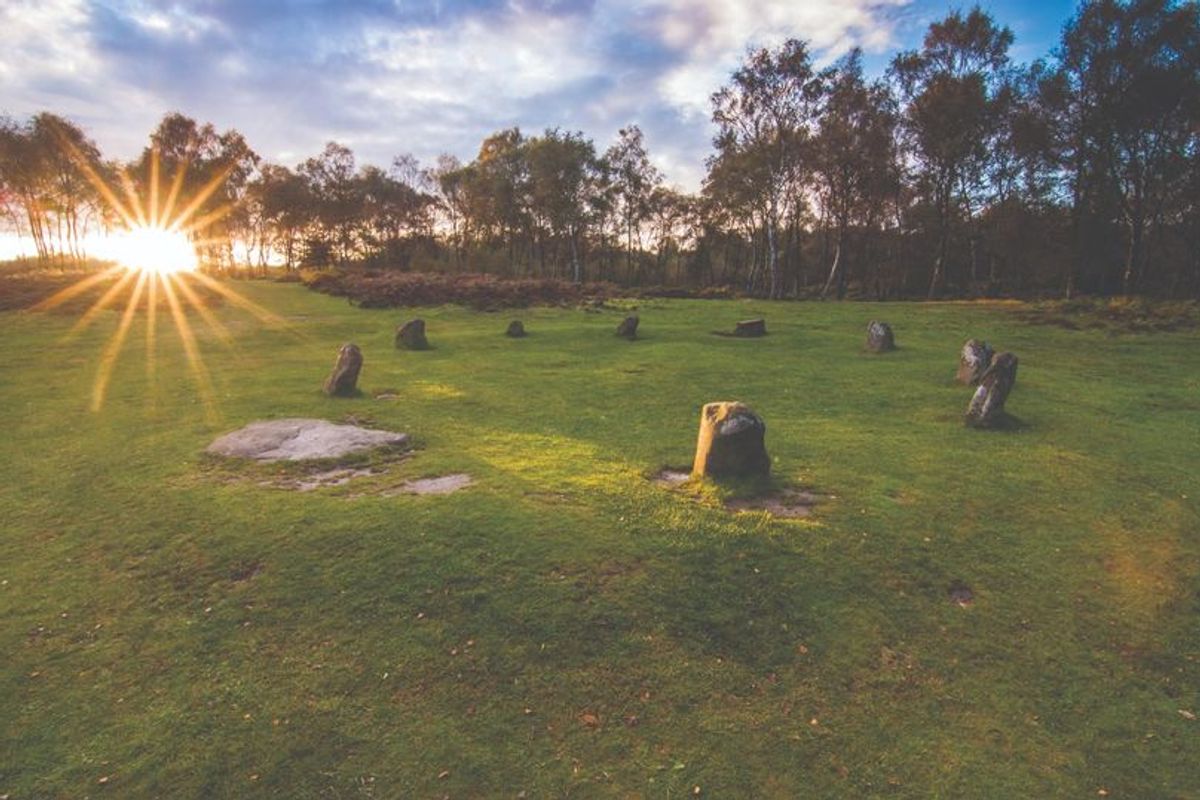 The Nine Ladies Stone Circle is the site of an annual Summer Solstice celebration