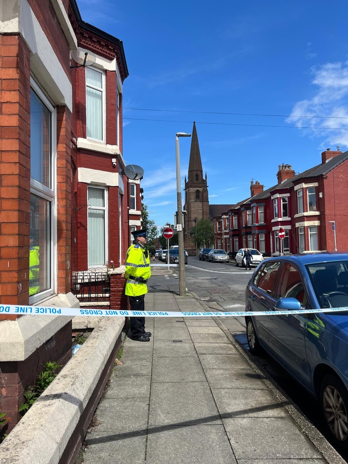 Police tape outside houses on Snaefell Avenue in Tuebrook on Monday morning
