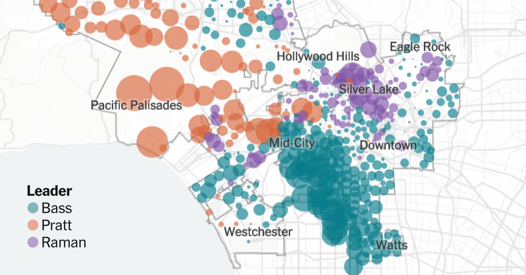 See Where the L.A. Mayoral Candidates Have Done Best So Far