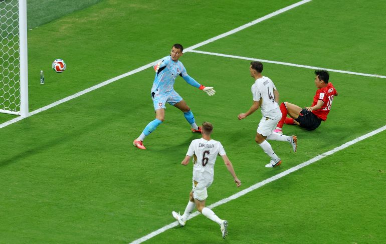 Soccer Football - FIFA World Cup 2026 - Group A - South Korea v Czech Republic - Estadio Guadalajara, Guadalajara, Mexico - June 11, 2026 South Korea's Oh Hyeon-gyu scores their second goal REUTERS/Daniel Becerril TPX IMAGES OF THE DAY
