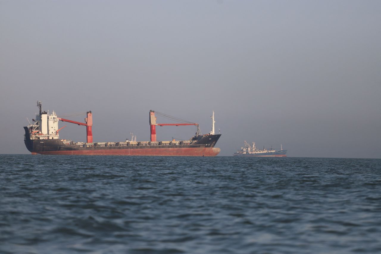 Vessels in the Strait of Hormuz near the beach of Bandar Abbas, Iran, on Wednesday.