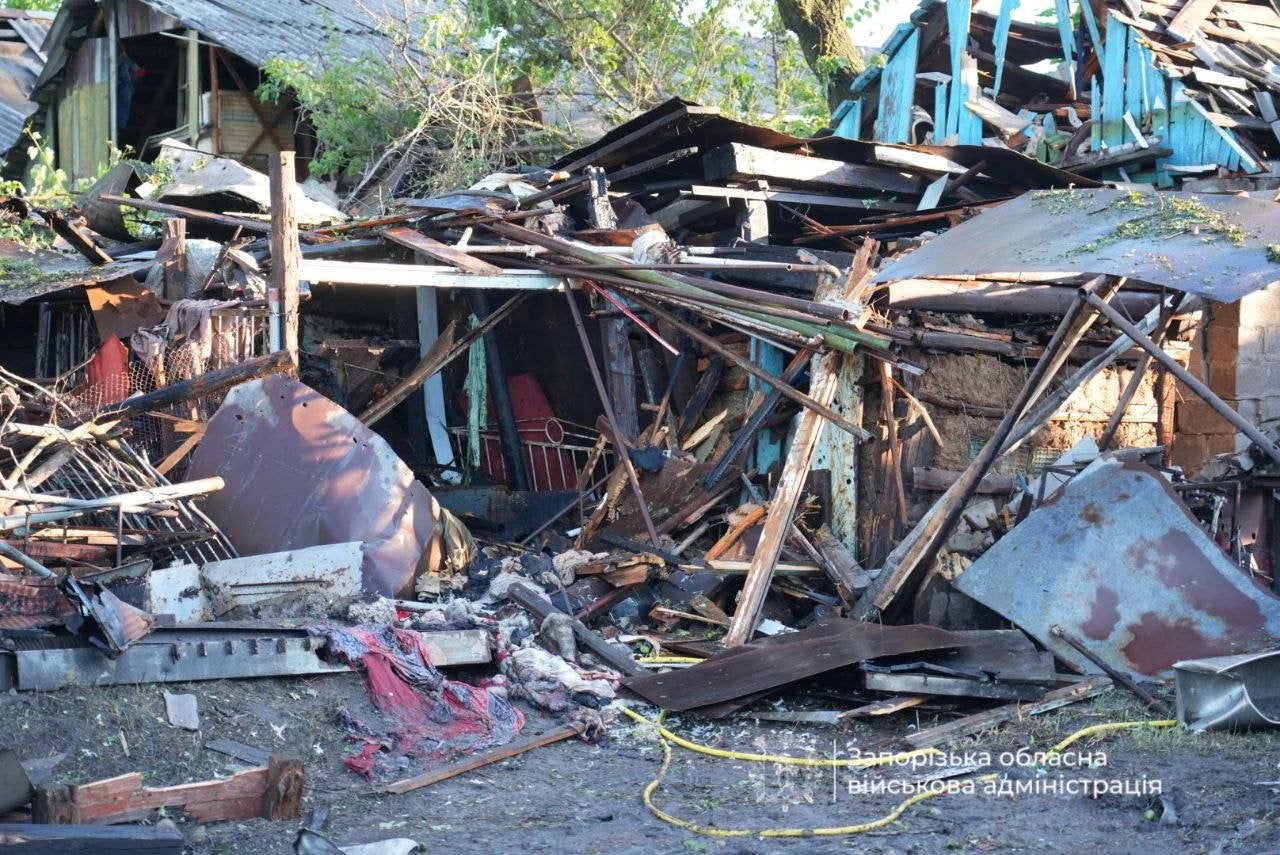 The aftermath of a Russian strike on the Ukrainian city of Zaporizhzhia