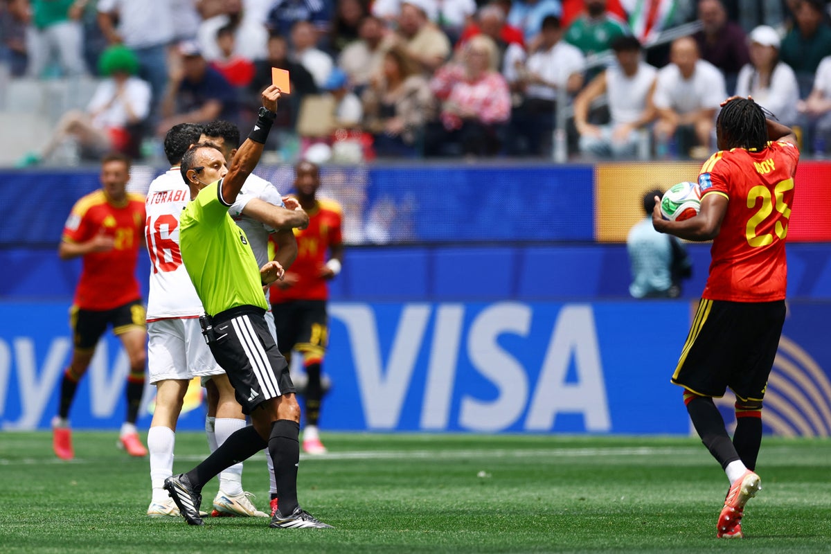 Belgium v Iran LIVE: Nathan Ngoy red card sparks wild finale after Beiranvand wonder save denies De Cuyper