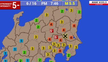 Strong earthquake strikes north of Tokyo
