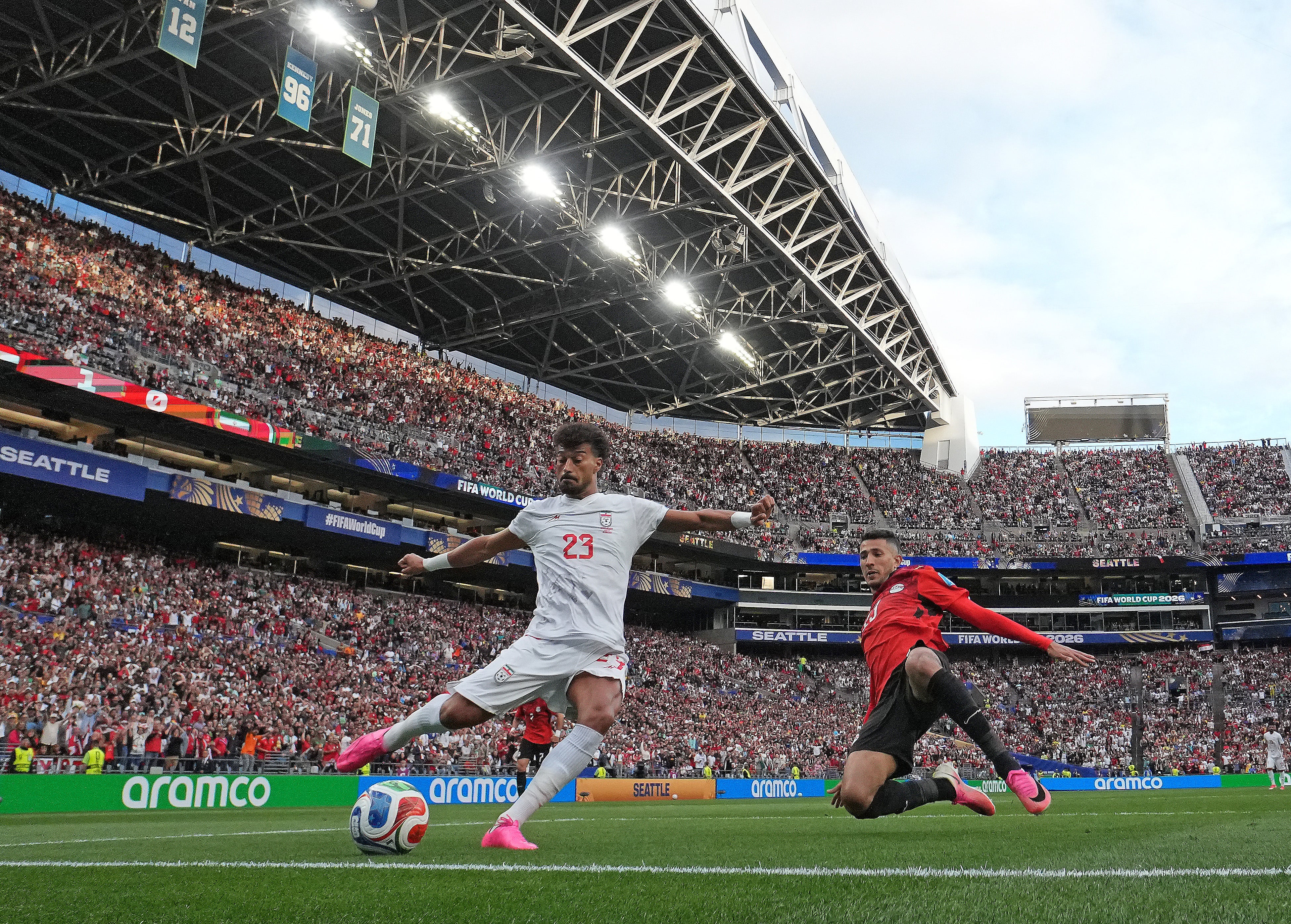 Ramin Rezaeian equalised for Iran after a frantic opening 15 minutes