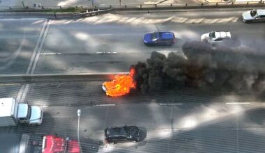 ‘Completely blocked:’ Traffic at standstill on Gardiner Expressway after vehicle bursts into flames - CTV News