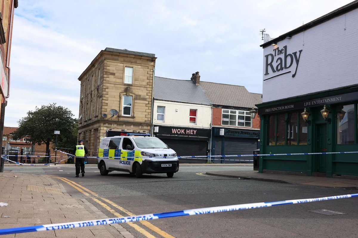 Northumbria Police officers at the scene of a cordon on Shields Road in Byker