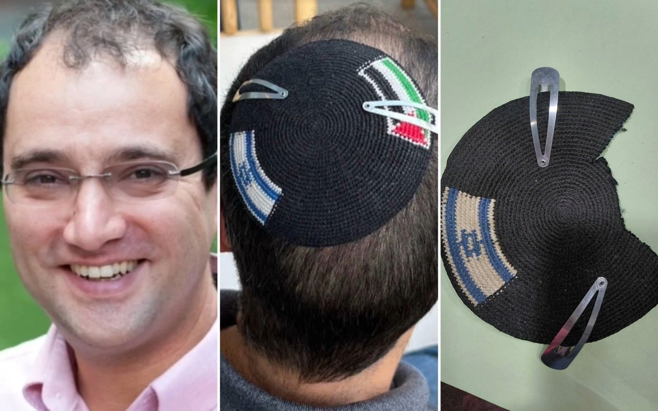 Keeping his head: Educator detained for dual Israeli-Palestinian flag kippa dons replacement