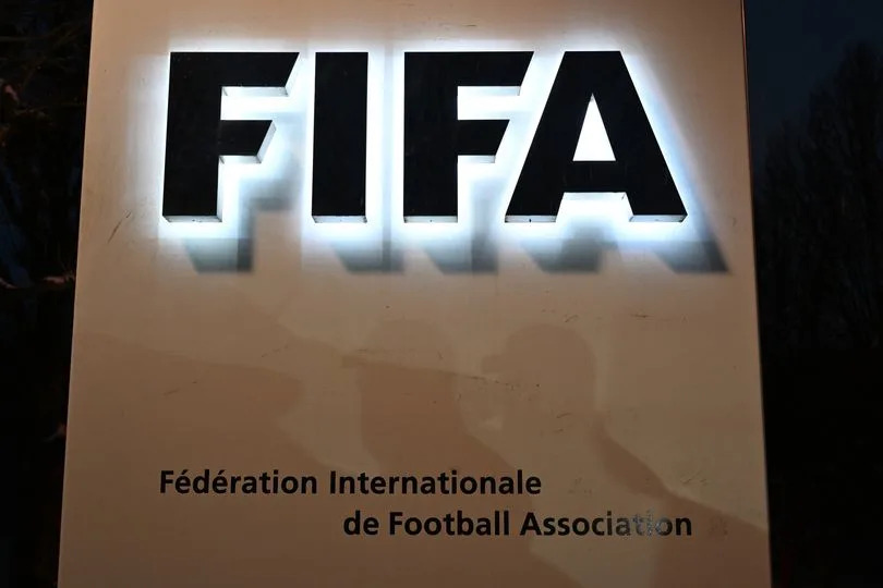 The FIFA logo outside its headquarters