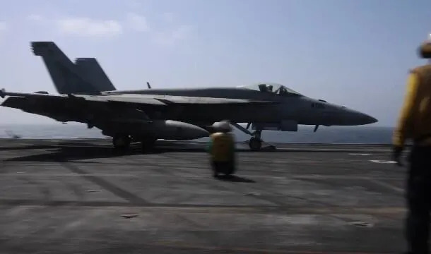 A photo shared by the U.S. military's Central Command on June 28, 2026 shows sailors on the USS George H.W. Bush aircraft carrier during flight operations as the carrier transits the Arabian Sea. / Credit: CENTCOM/Handout