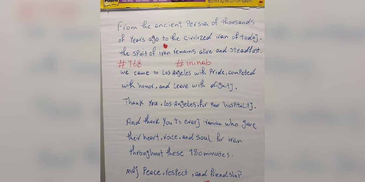 Iran soccer team leaves handwritten note at Los Angeles hotel. Here’s their message