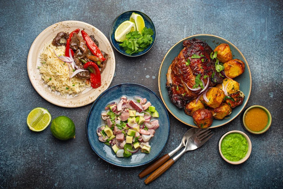 Peruvian dishes include ceviche, roast chicken and potatoes. somegirl – stock.adobe.com