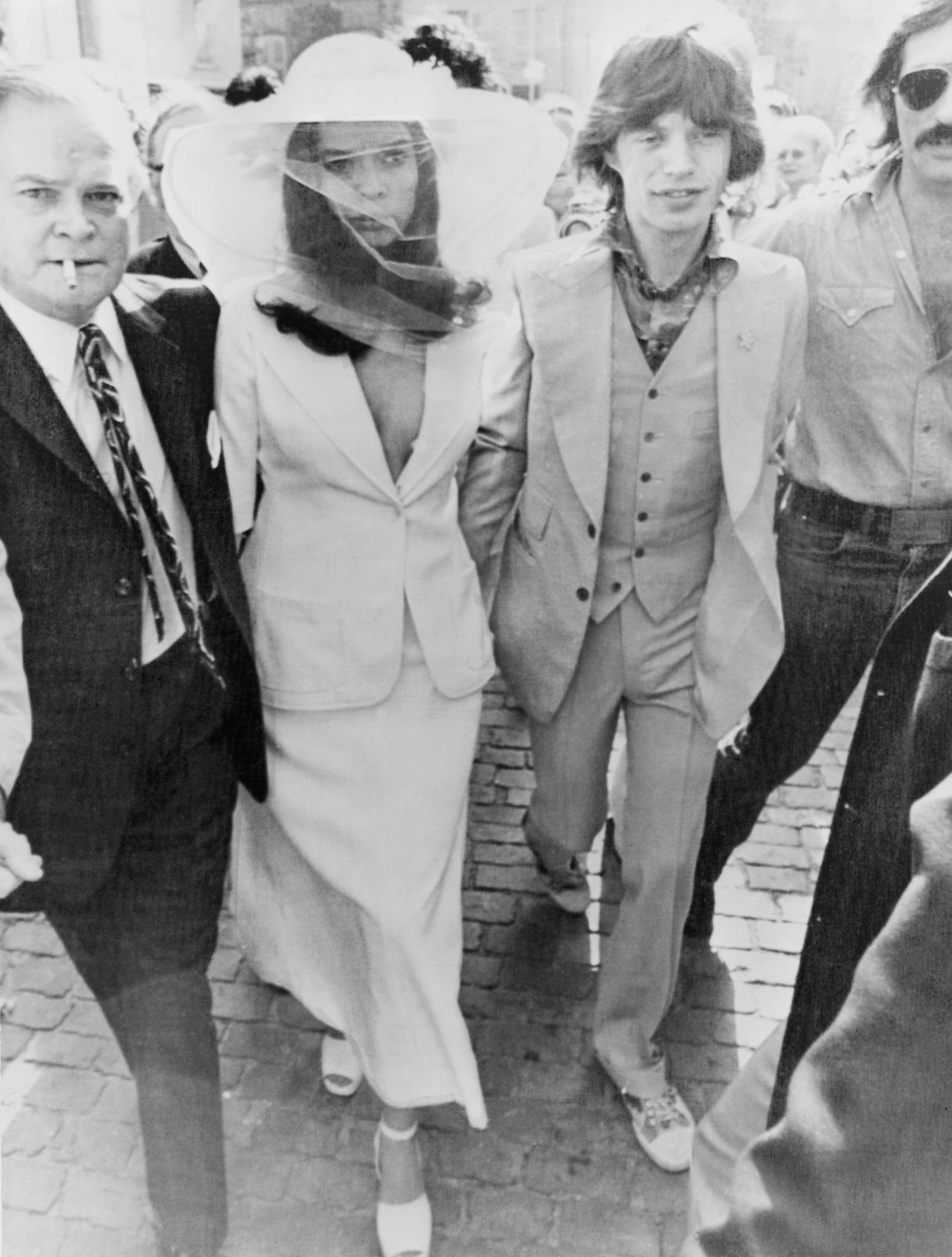 13th May 1971 British rock singer Mick Jagger and his new wife Bianca Jagger outside St Tropez Town Hall on their...
