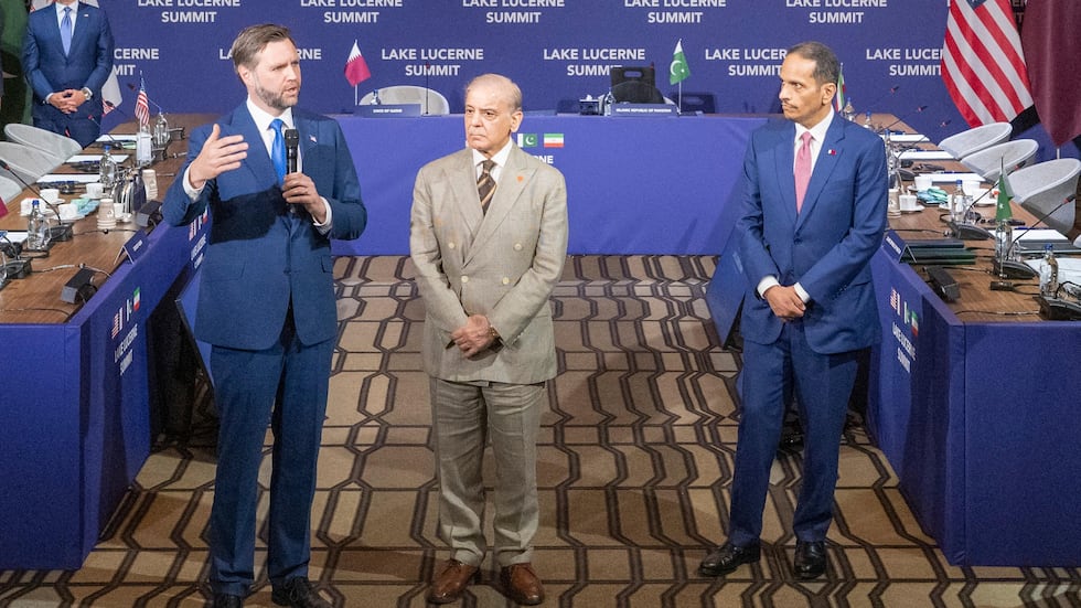 From left, US Vice-President JD Vance, Prime Minister of Islamic Republic of Pakistan, Shehbaz...