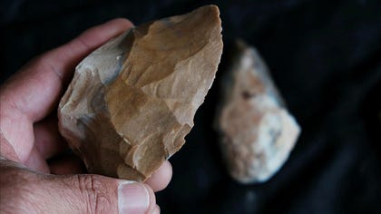 A well-crafted hand axe found at Fureidis. The edges still cut. Credit: Emil Aladjem / Israel Antiquities Authority A well-crafted hand axe found at Fureidis. The edges still cut