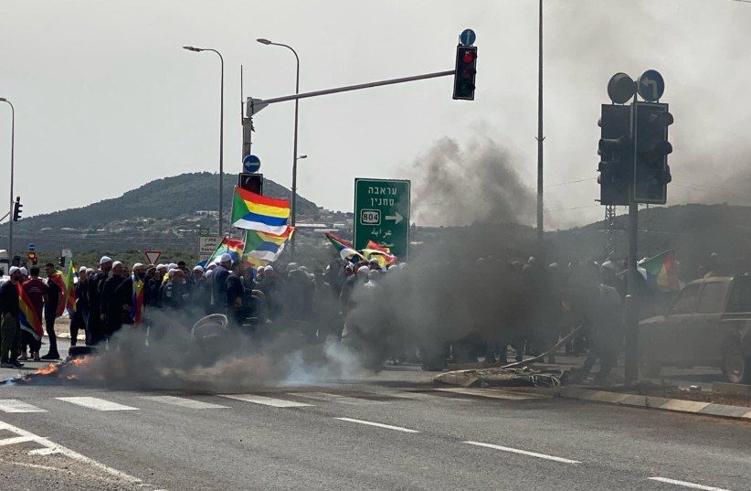 Israeli Druze demonstrating against Islamist violence in Syria, April 30, 2025.