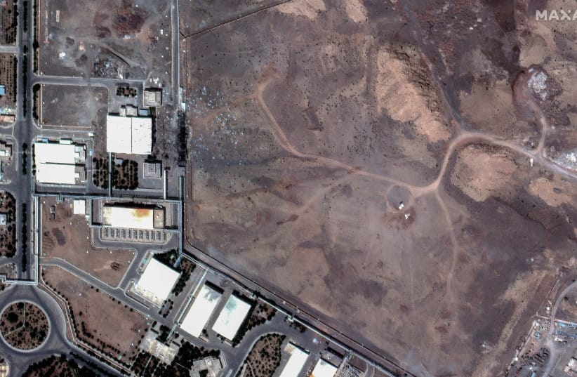 A satellite image shows airstrike craters covered with dirt at the Natanz Enrichment Facility, following US airstrikes, in Natanz County, Iran, June 24, 2025