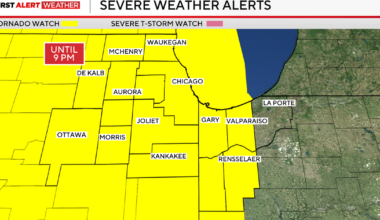 Tornado Watch for entire Chicago area as outbreak possible Thursday; highest threat in west suburbs