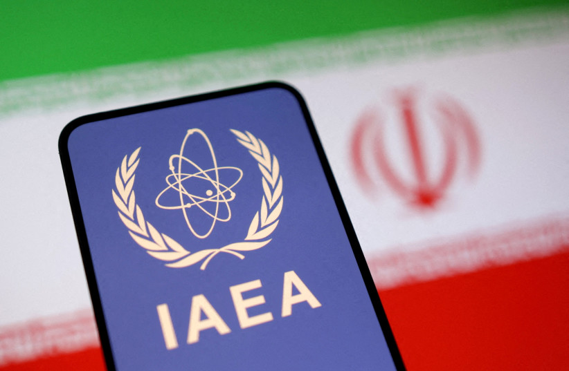 International Atomic Energy Agency (IAEA) logo and Iranian flag is seen in this illustration taken June 16, 2025.