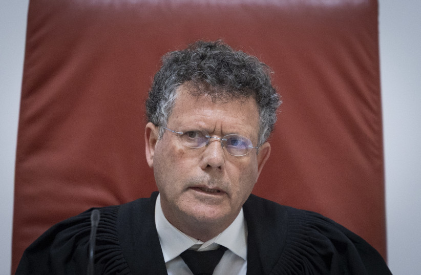 Supreme Court President Isaac Amit arrives for a court hearing at the Supreme Court in Jerusalem, December 23, 2025